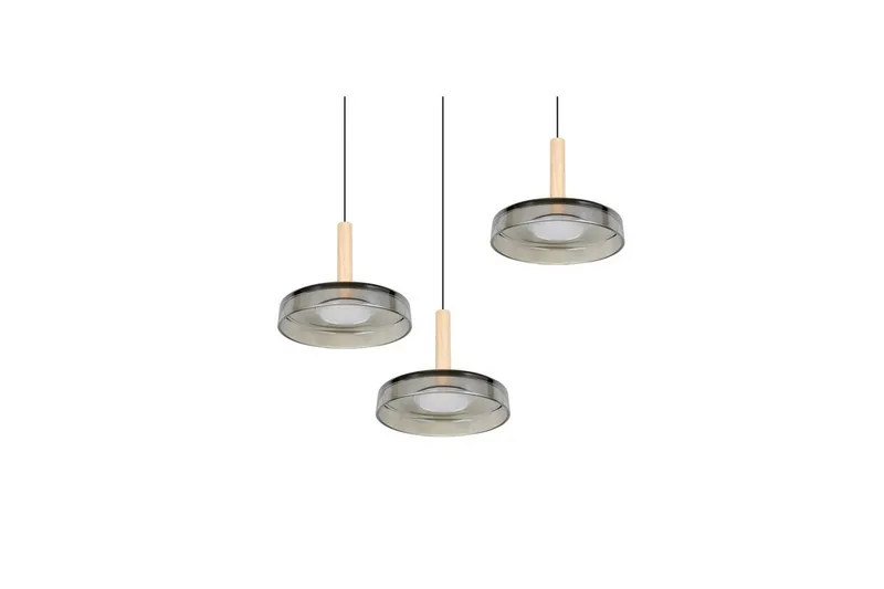 Pendel TRIO Celeste 3-del, Mattsvart/kromad/trä - 3-del, Mattsvart/kromad/trä - Belysning - Lampor & belysning inomhus - Fönsterlampa