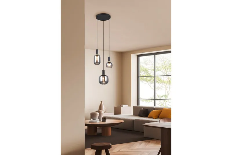Pendel TRIO Diva 3-del, Mattsvart/kromad - 3-del, Mattsvart/kromad - Belysning - Lampor & belysning inomhus - Fönsterlampa