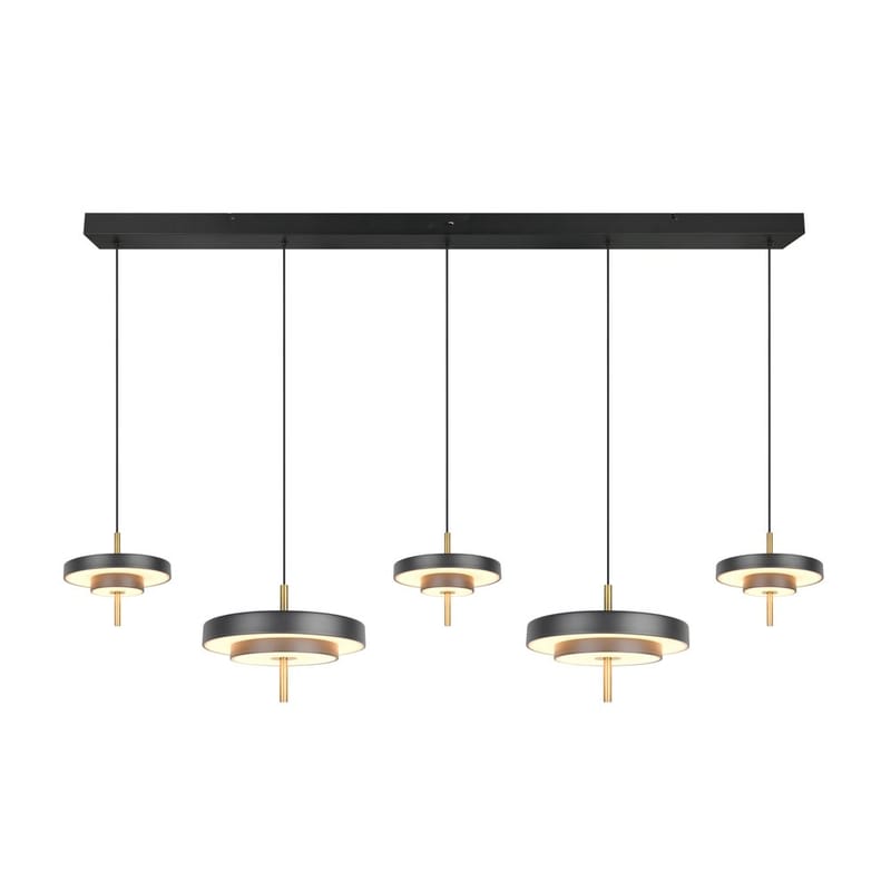 Pendel TRIO Keaton - 5 lampor, Mattsvart/Mässing - Belysning - Lampor & belysning inomhus - Fönsterlampa