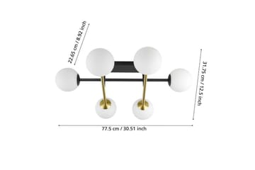 Takbelysning Eglo Paz Opalvit/Svart Mässing med 6 Lampor - Belysning - Lampor & belysning inomhus - Fönsterlampa