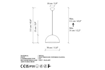 Taklampa Brena Rany Enkelt Uttag - 30 x 30 x 111 cm - Belysning - Lampor & belysning inomhus - Fönsterlampa