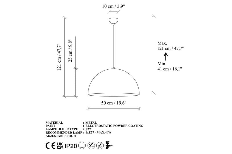 Taklampa Brena Rany Enkelt Uttag - 50 x 50 x 121 cm - Belysning - Lampor & belysning inomhus - Fönsterlampa