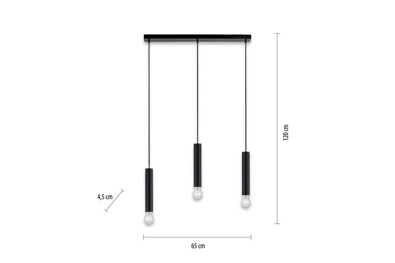 Taklampa Bruna - 6x120x65 cm, Svart - Belysning - Lampor & belysning inomhus - Fönsterlampa