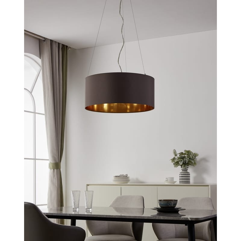 Taklampa Maserlo med 3 lampor - Matt nickel/cappuccino - Belysning - Lampor & belysning inomhus - Fönsterlampa