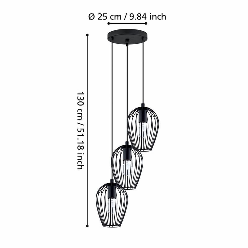 Taklampa Newtown Rund med 3 Lampor - 38 cm - Belysning - Lampor & belysning inomhus - Fönsterlampa
