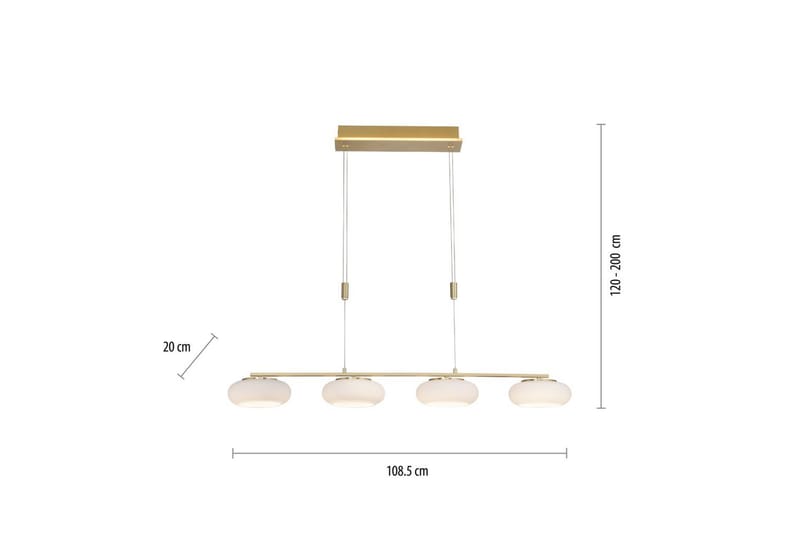 Taklampa Q-Etienne - 20x200x108,5 cm, Matt mässing - Belysning - Lampor & belysning inomhus - Fönsterlampa