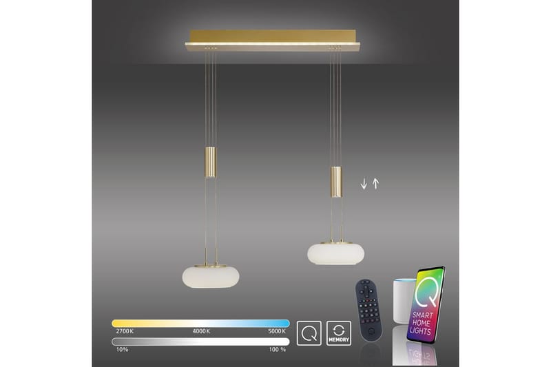 Taklampa Q-Etienne - 20x200x65 cm, Matt mässing - Belysning - Lampor & belysning inomhus - Fönsterlampa