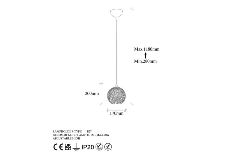 Taklampa Souvik Svart - 17 x 17 x 118 cm - Belysning - Lampor & belysning inomhus - Fönsterlampa