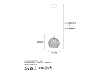 Taklampa Souvik Svart - 25 x 25 x 126 cm - Belysning - Lampor & belysning inomhus - Fönsterlampa