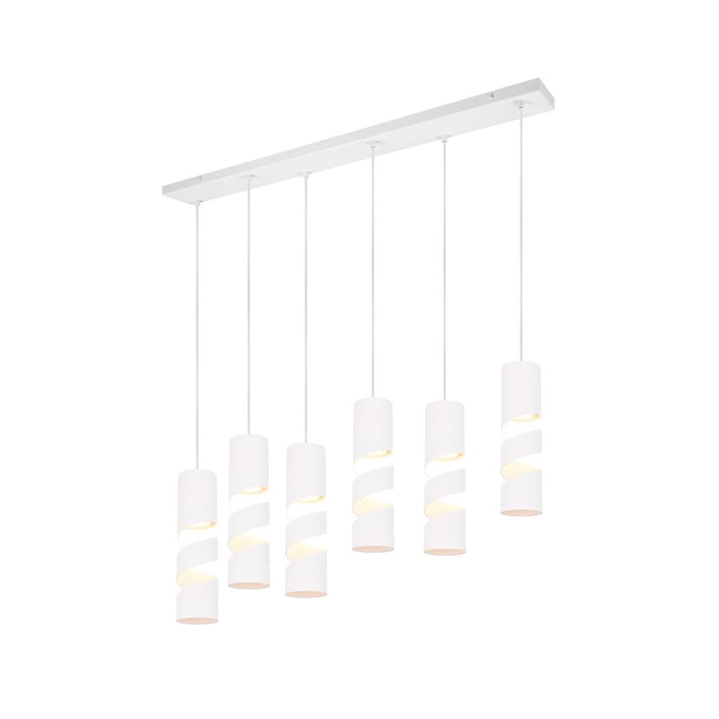 Taklampa Stream, 6 lampor, Mattvit