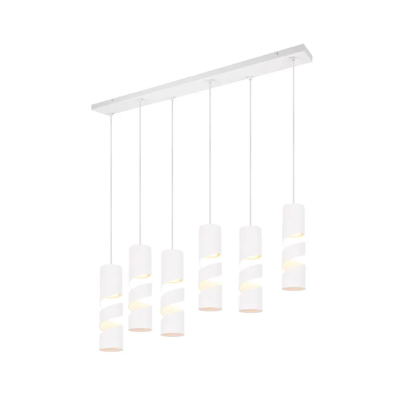 Taklampa Stream, 6 lampor, Mattvit