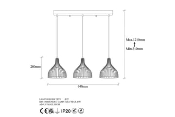 Taklampa Talnor Horizontal Three - Brons/Svart - Belysning - Lampor & belysning inomhus - Fönsterlampa