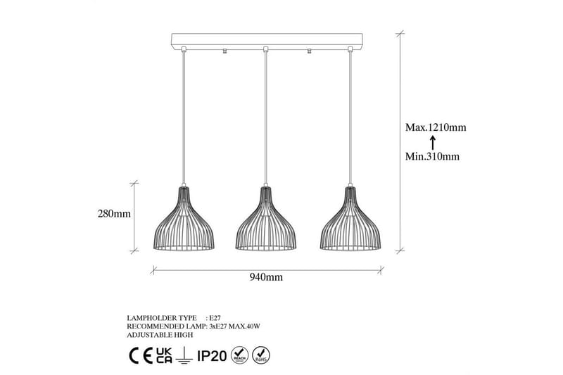 Taklampa Talnor Horizontal Three - Brons/Svart - Belysning - Lampor & belysning inomhus - Fönsterlampa