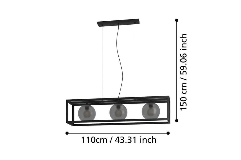 Takpendel Eglo Arangona Svart/Grå Ram med 3 Lampor - Belysning - Lampor & belysning inomhus - Fönsterlampa