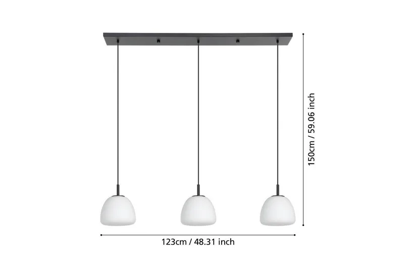 Takpendel Eglo Balmes Svart/Opalvit med 3 Lampor - Belysning - Lampor & belysning inomhus - Fönsterlampa