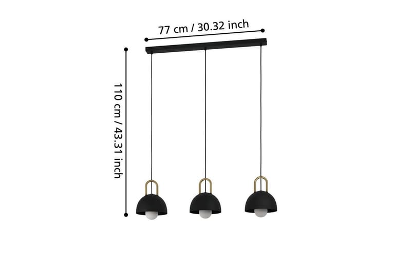 Takpendel Eglo Calmanera med 3 Lampor Svart, Mässing - Svart/Mässing - Belysning - Lampor & belysning inomhus - Fönsterlampa