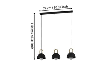 Takpendel Eglo Calmanera med 3 Lampor Svart, Mässing - Svart/Mässing - Belysning - Lampor & belysning inomhus - Fönsterlampa