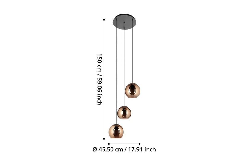 Takpendel Eglo Cordoba Rondell Svart/Koppar med 3 Lampor - Belysning - Lampor & belysning inomhus - Fönsterlampa