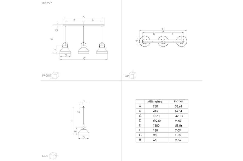 Takpendel Eglo Estepona Grå med 3 Lampor - Belysning - Lampor & belysning inomhus - Fönsterlampa