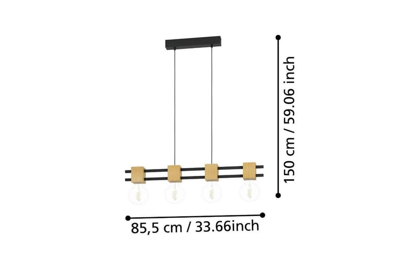 Takpendel Eglo Levantara Svart/Trä med 4 Lampor - Belysning - Lampor & belysning inomhus - Fönsterlampa