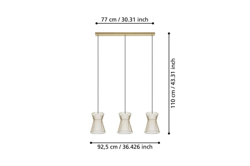 Takpendel Eglo Maseta med 3 Lampor Guldfärgad Vit - Vit/Guld - Belysning - Lampor & belysning inomhus - Fönsterlampa