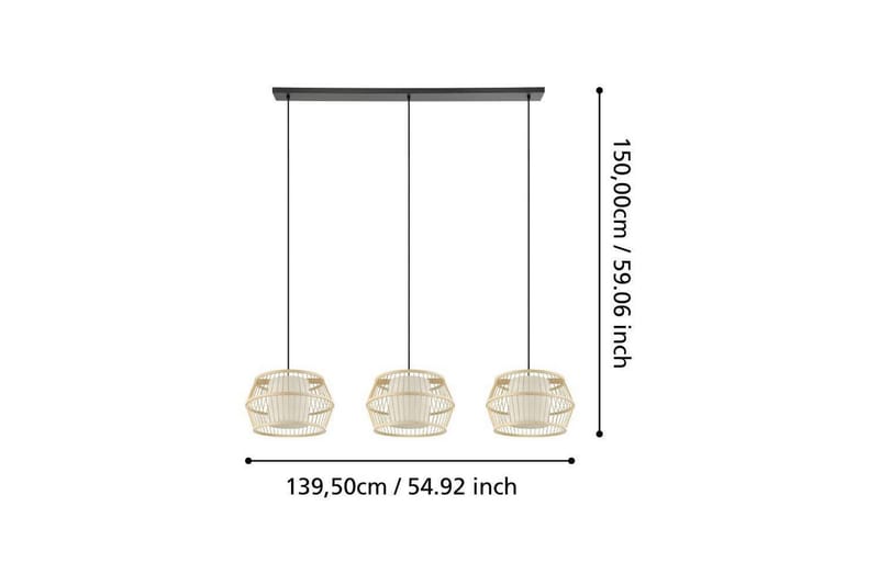 Takpendel Eglo Monterroso Natur med 3 Lampor - Belysning - Lampor & belysning inomhus - Fönsterlampa
