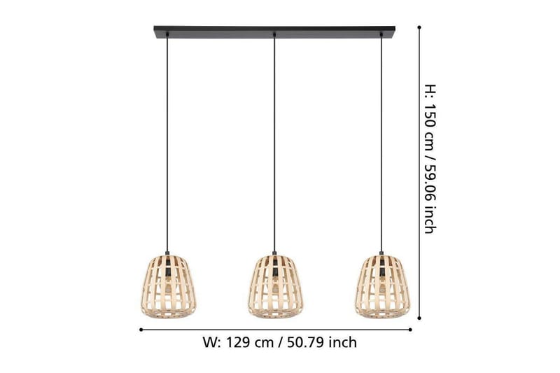 Takpendel Eglo Montezuelo Trä med 3 Lampor - Belysning - Lampor & belysning inomhus - Fönsterlampa