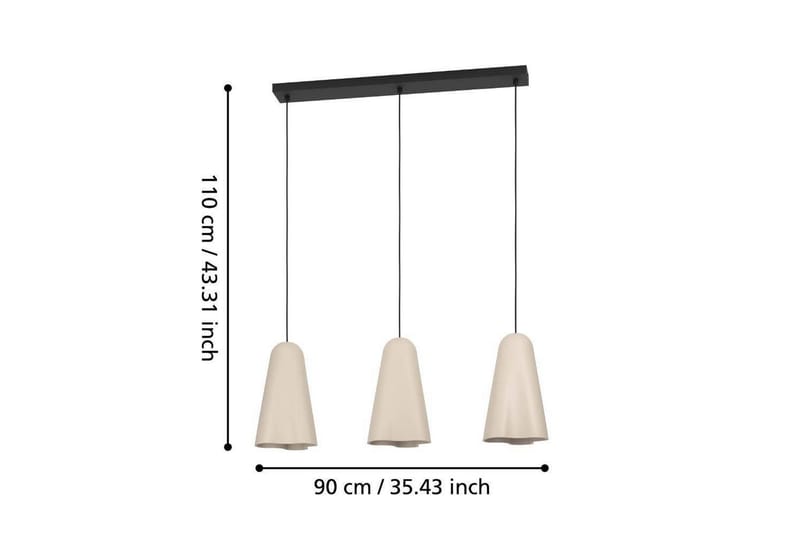 Takpendel Eglo Tolleric Sand/Svart med 3 Lampor - Belysning - Lampor & belysning inomhus - Fönsterlampa