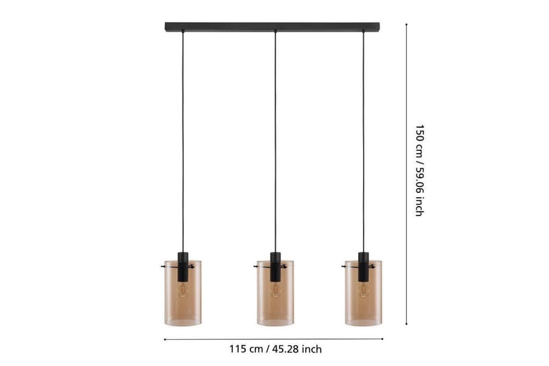 Takpendel Eglo Polverara Svart/Amber 3 Lampor - 3 Lampor - Belysning - Lampor & belysning inomhus - Fönsterlampa