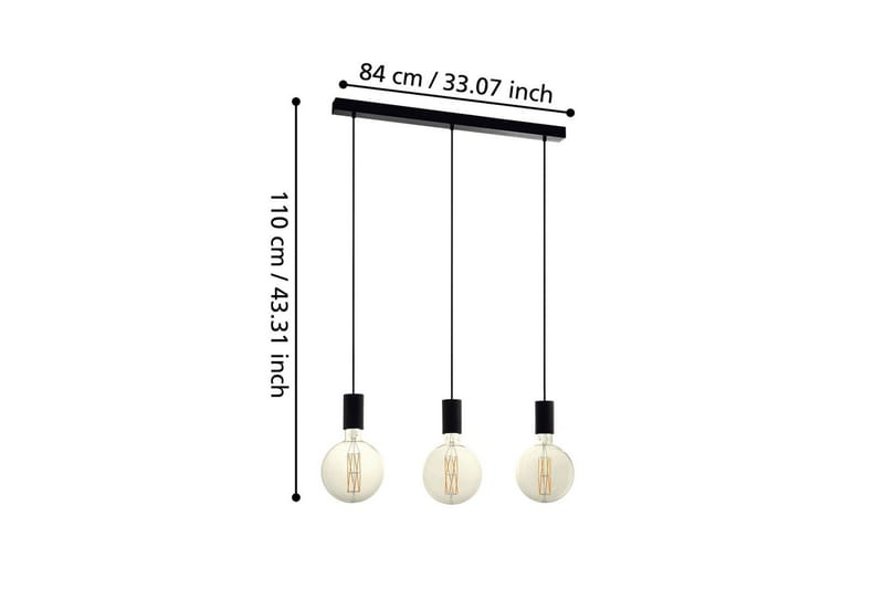 Takpendel Eglo Pozueta med 3 Lampor - Svart - Belysning - Lampor & belysning inomhus - Fönsterlampa