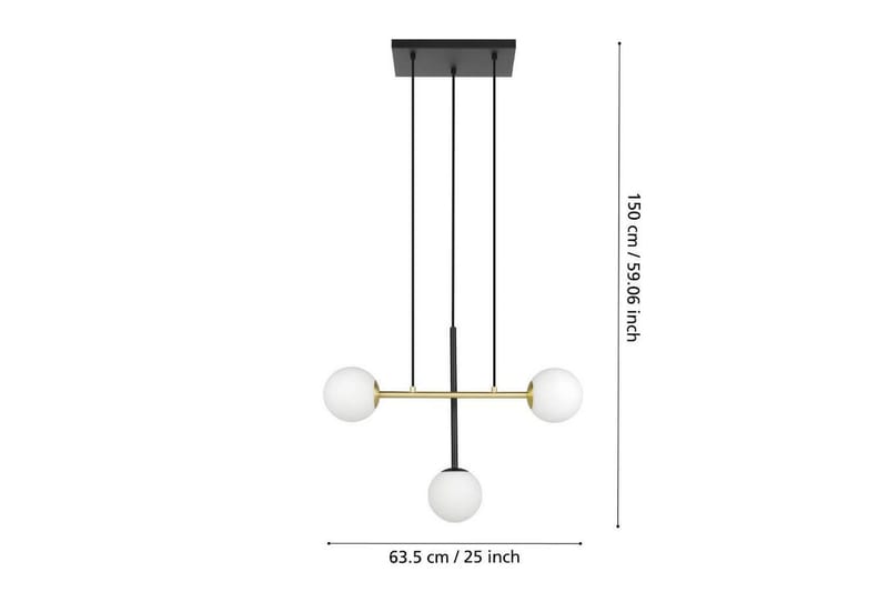 Takpendel Eglo Paz Opalvit/Svart Mässing med 3 Lampor - Belysning - Lampor & belysning inomhus - Fönsterlampa