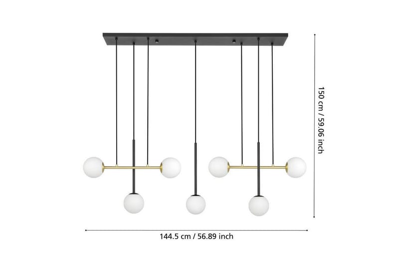 Takpendel Eglo Paz Opalvit/Svart Mässing med 7 Lampor - Belysning - Lampor & belysning inomhus - Fönsterlampa