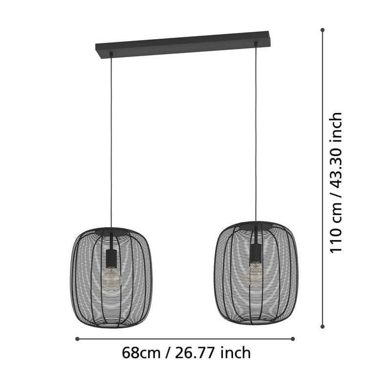 Takpendel Rinroe med 2 Lampor - 90 cm - Belysning - Lampor & belysning inomhus - Fönsterlampa