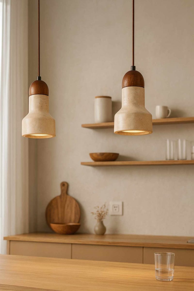 Talvenn Pendellampa - Beige Och Valnöt - Belysning - Lampor & belysning inomhus - Fönsterlampa