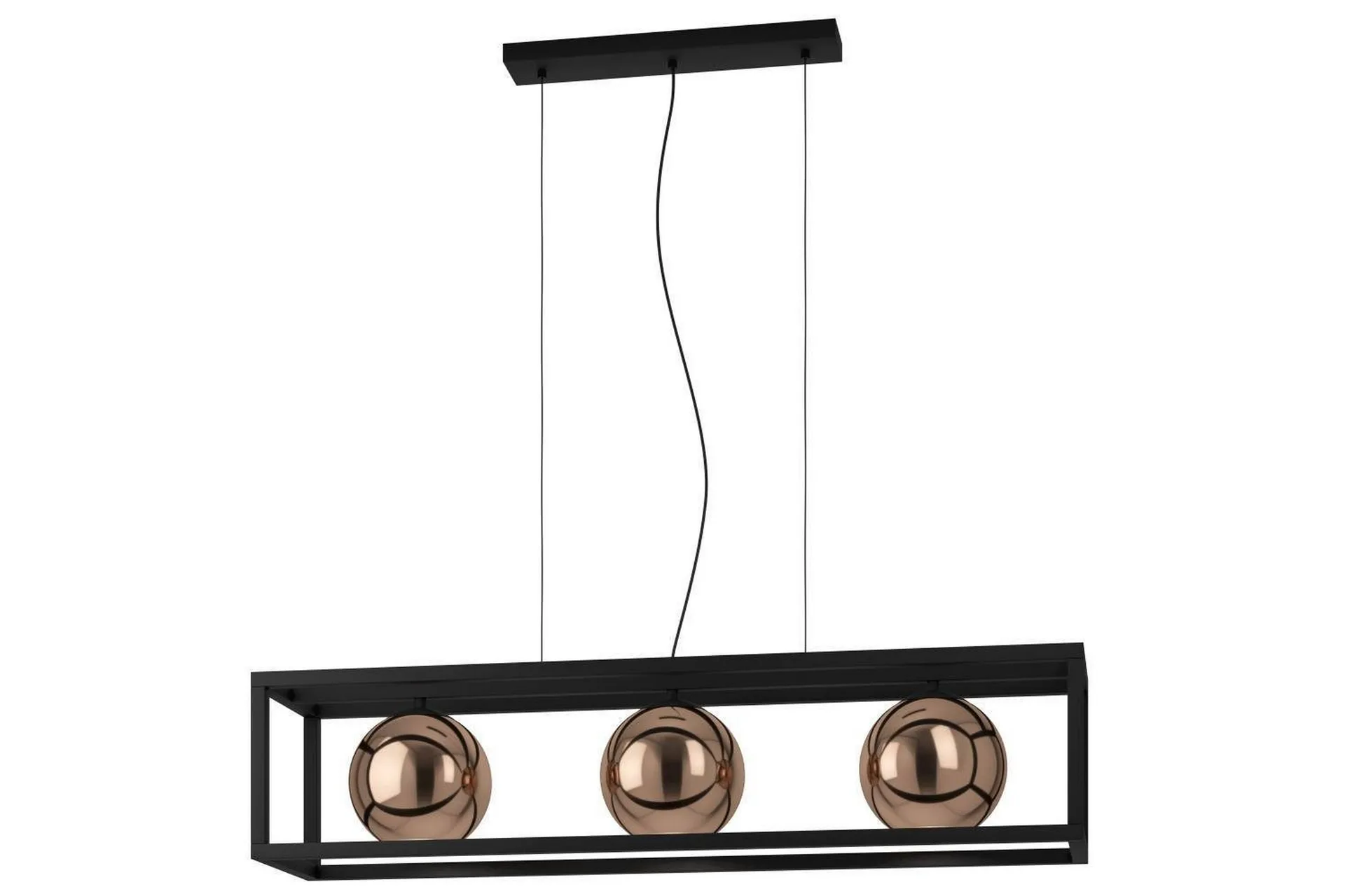 Takpendel Eglo Cordoba Svart/Koppar Ram med 3 Lampor -