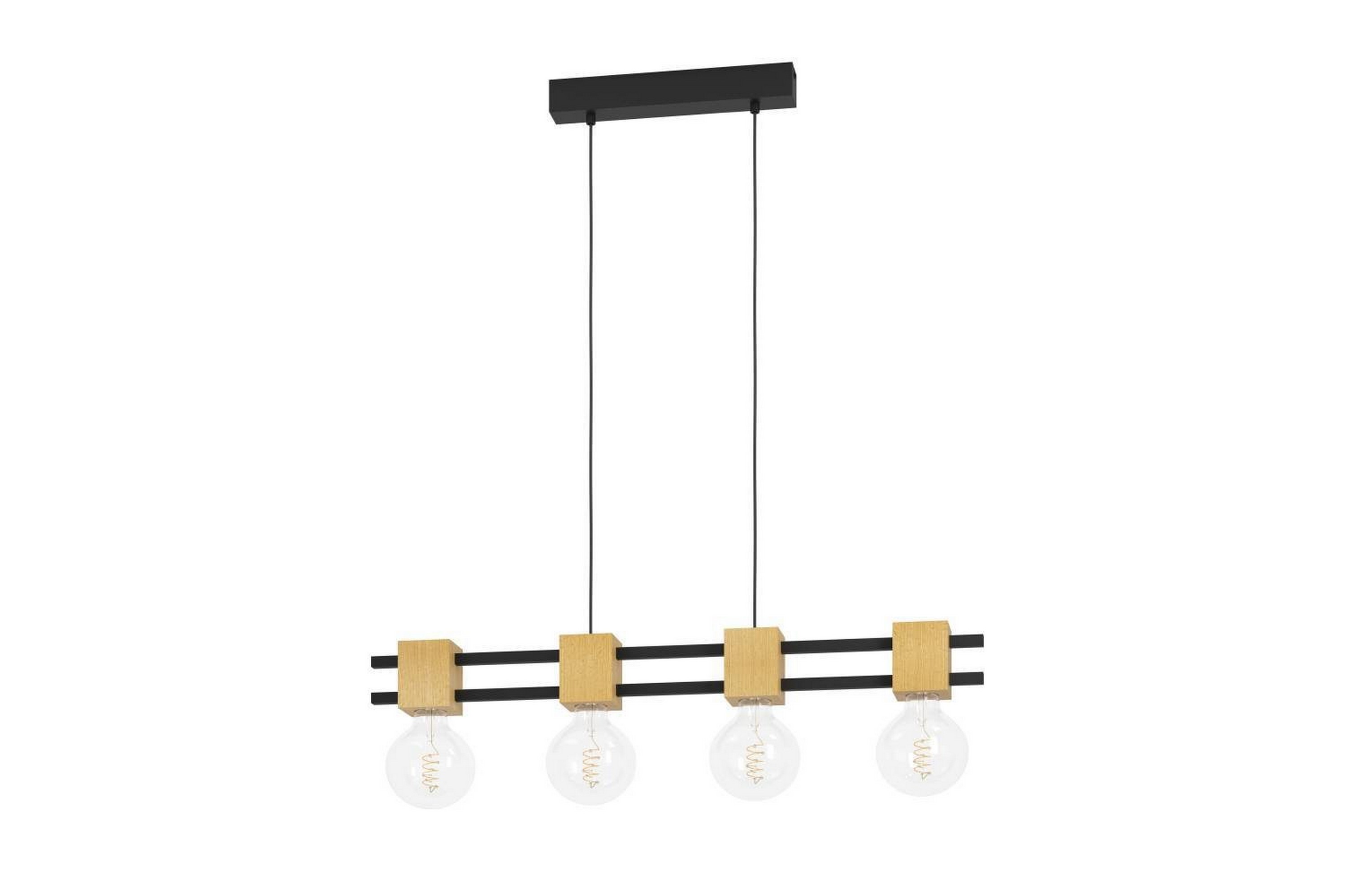 Takpendel Eglo Levantara Svart/Trä med 4 Lampor -