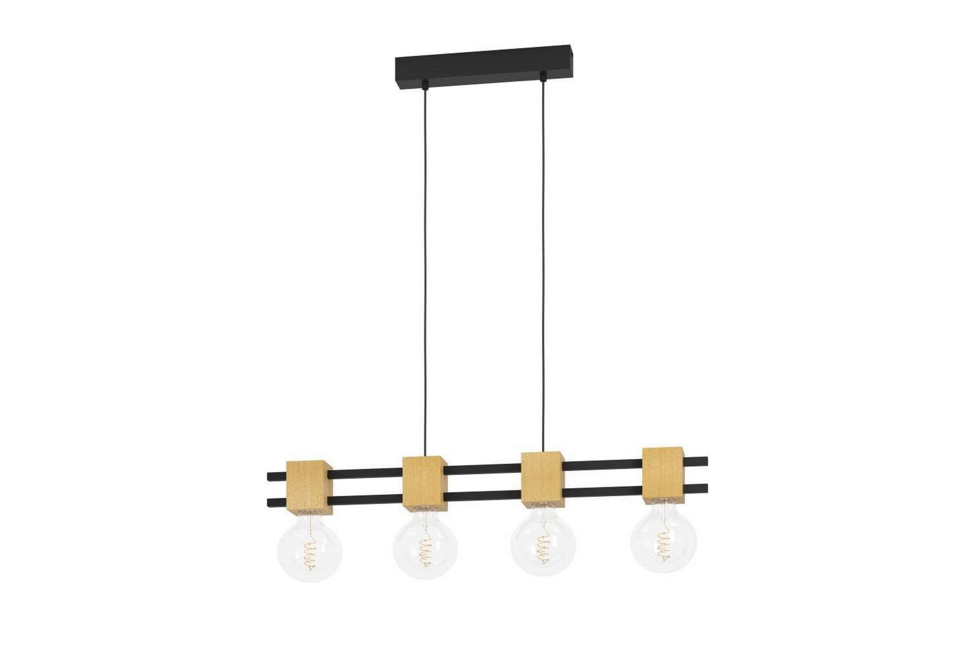 Takpendel Eglo Levantara Svart/Trä med 4 Lampor -