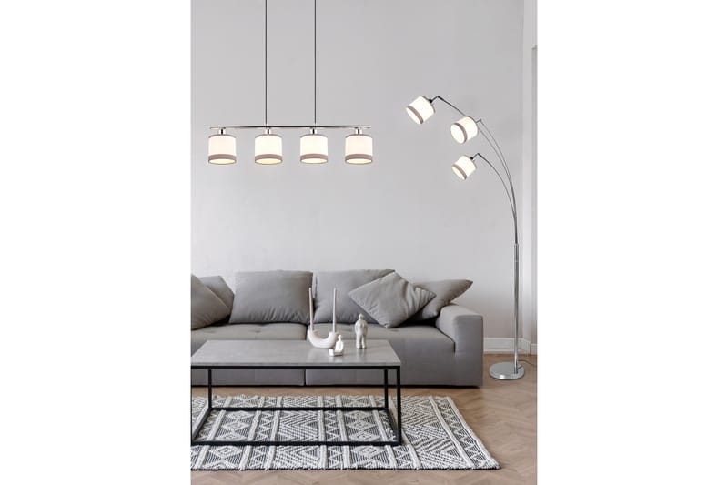 Davos golvlampa 3L E14 krom/ vit - Krom/Vit - Belysning - Lampor & belysning inomhus - Golvlampa