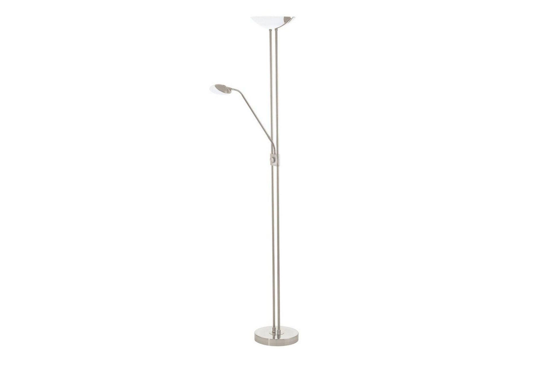Golvlampa Eglo Baya Led Nickel-Matt Vit, Satinerad - Vit/Gr&aring;
