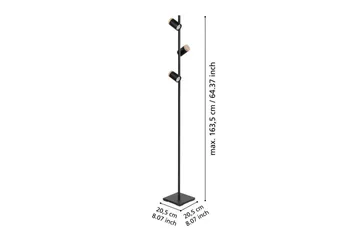 Golvlampa Eglo Cartagena Svart/Trä med 3 Lampor - Belysning - Lampor & belysning inomhus - Golvlampa