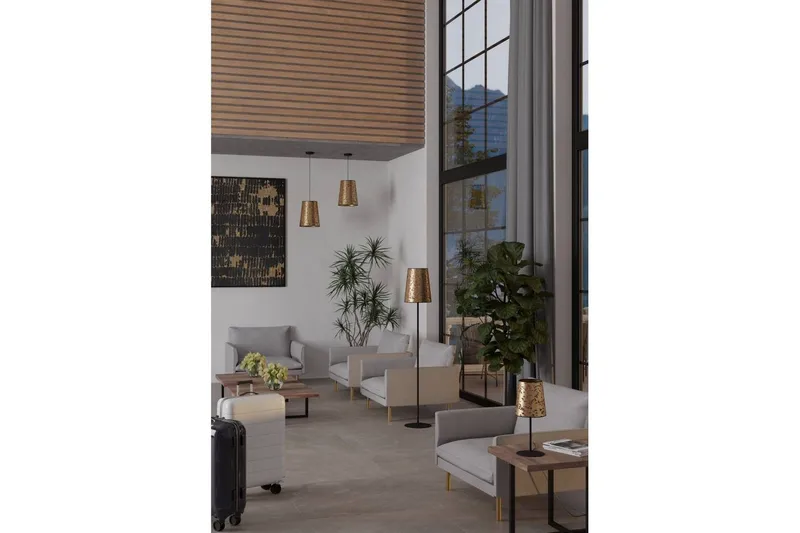 Golvlampa Eglo Castuera Guld med Rosblad - Belysning - Lampor & belysning inomhus - Golvlampa