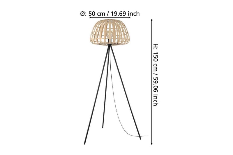 Golvlampa Eglo Montezuelo Trä - Belysning - Lampor & belysning inomhus - Golvlampa