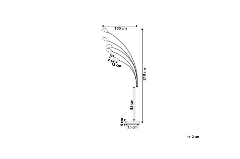 Golvlampa Flinders 210 cm - Guld - Golvlampa - Femarmad golvlampa - Hall lampa