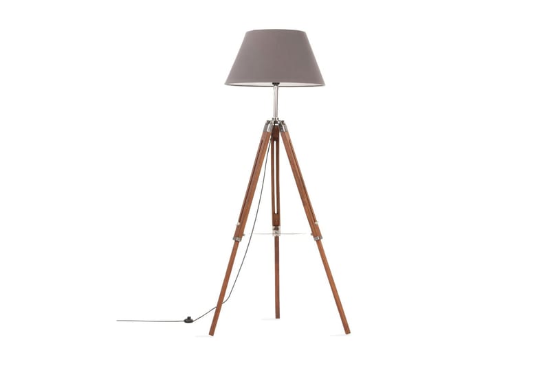 Golvlampa honungsbrun och grå massivt teakträ 141 cm - be Basic - Golvlampa - Hall lampa
