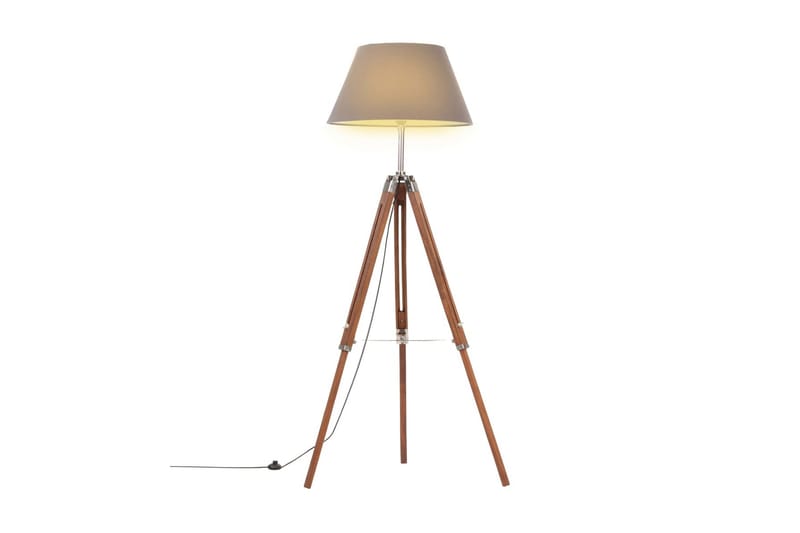 Golvlampa honungsbrun och grå massivt teakträ 141 cm - be Basic - Golvlampa - Hall lampa