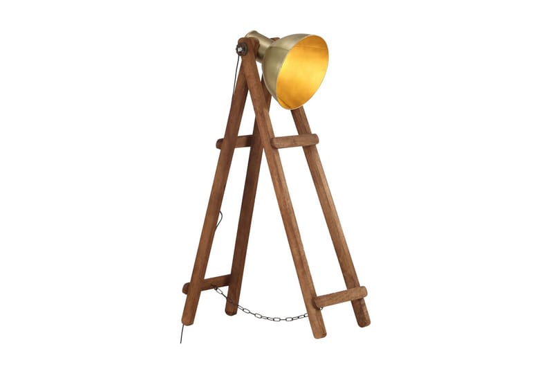 Golvlampa mässing E27 massivt mangoträ - Brun - Golvlampa - Hall lampa