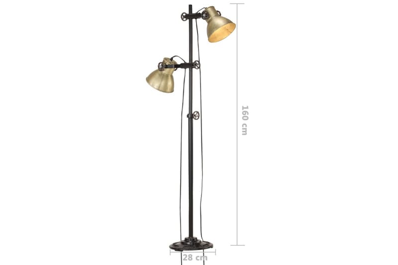 Golvlampa med 2 lampskärmar mässing E27 gjutjärn - Guld - Golvlampa - Tvåarmad golvlampa - Hall lampa