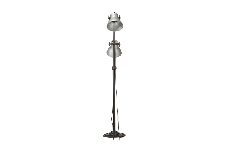 Golvlampa med 2 lampskärmar silver E27 gjutjärn - Silver - Golvlampa - Tvåarmad golvlampa - Hall lampa