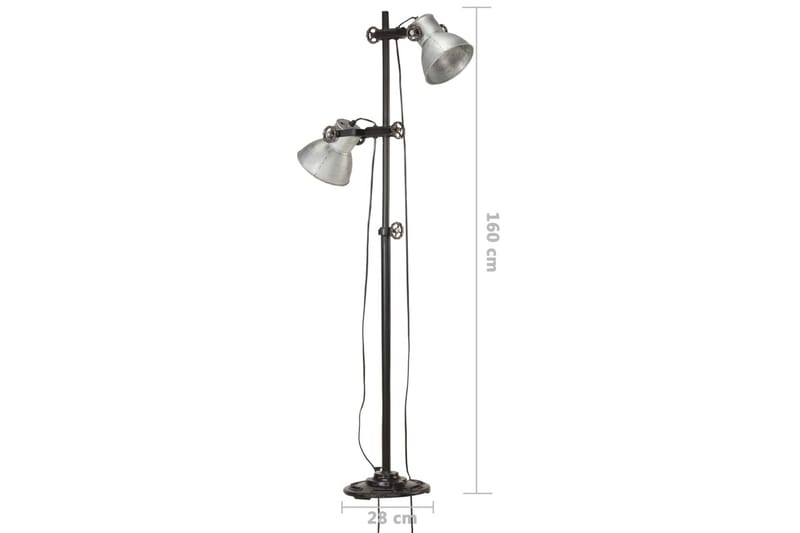 Golvlampa med 2 lampskärmar silver E27 gjutjärn - Silver - Golvlampa - Tvåarmad golvlampa - Hall lampa