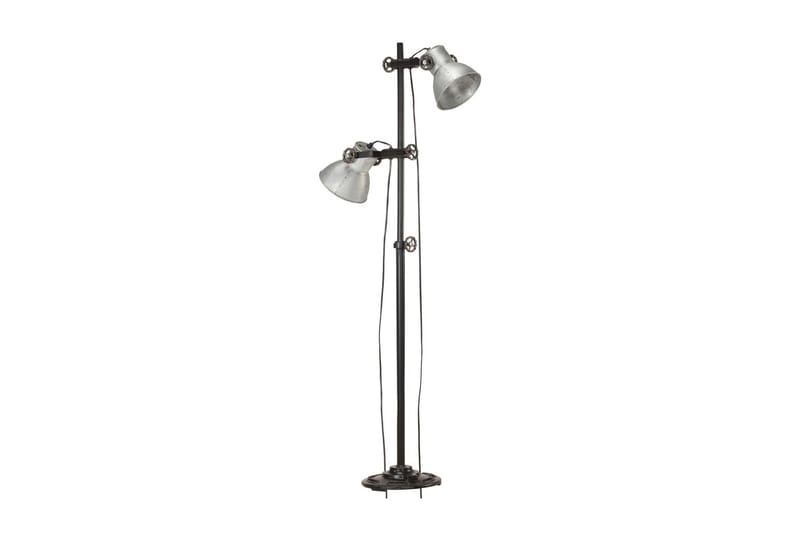 Golvlampa med 2 lampskärmar silver E27 gjutjärn - Silver - Golvlampa - Hall lampa - Tvåarmad golvlampa